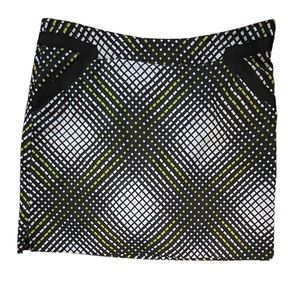 EP Pro Golf Skirt Skort, Black White Green Geometric Plaid Print, size 14